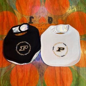 Two Purdue University Boilermakers Baby Bibs Baby Fanatic Black White Gold